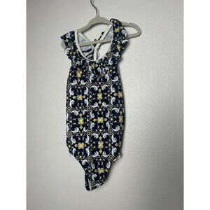 Janie and Jack Floral Ruffle One Piece Swimsuit Girl's Size 7